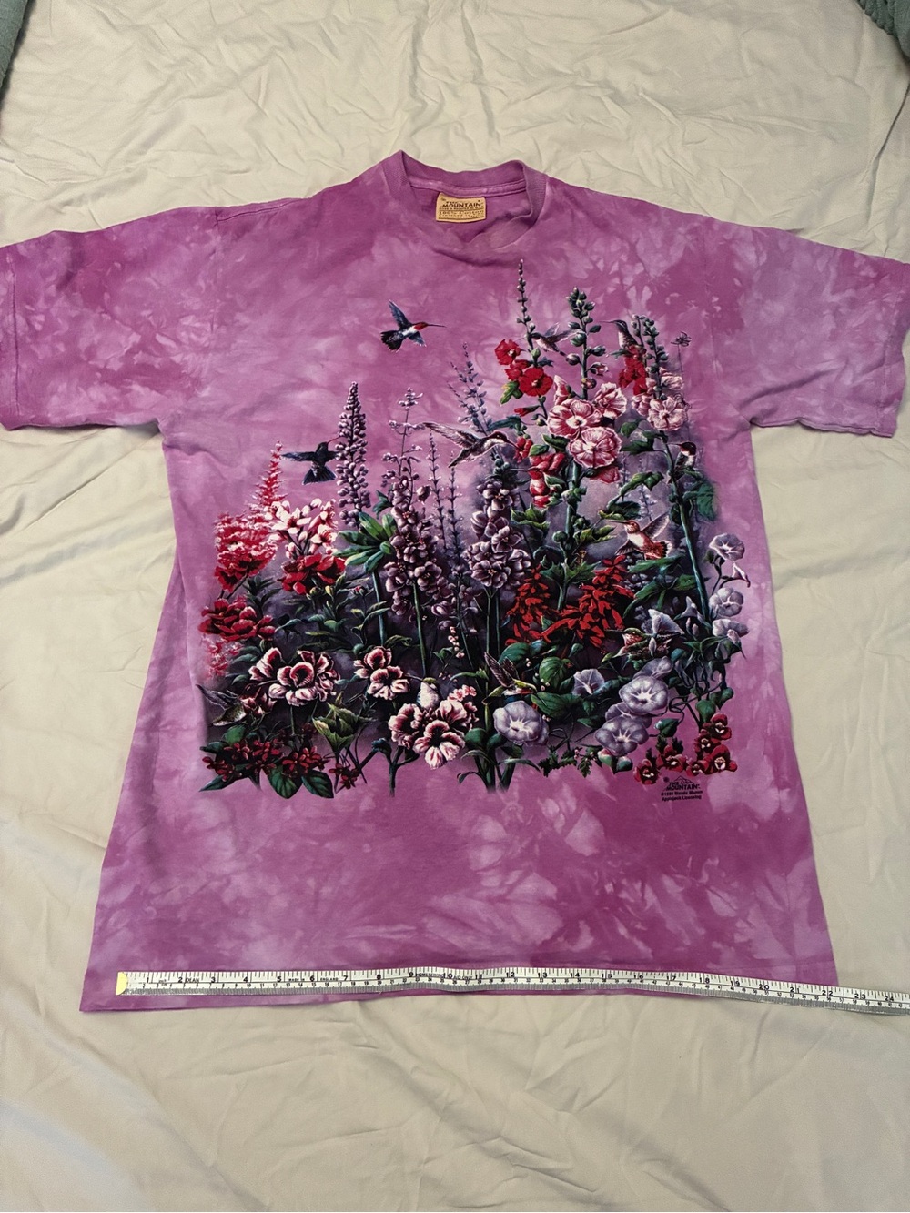 Vintage The Mountain Tshirt - Floral Humming Bird Tye Dye Pink Shirt